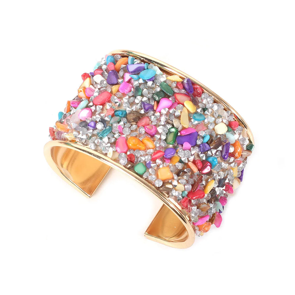 Women's retro C-shaped opening bracelet in zinc alloy with electroplated gravel colour finish, colour YR3019