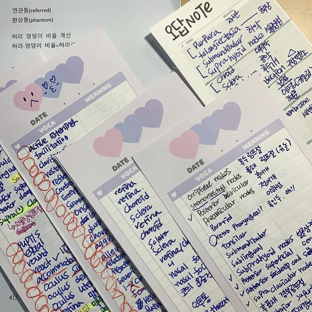 Vertical English words notepad with double-sided printing in half B5 size