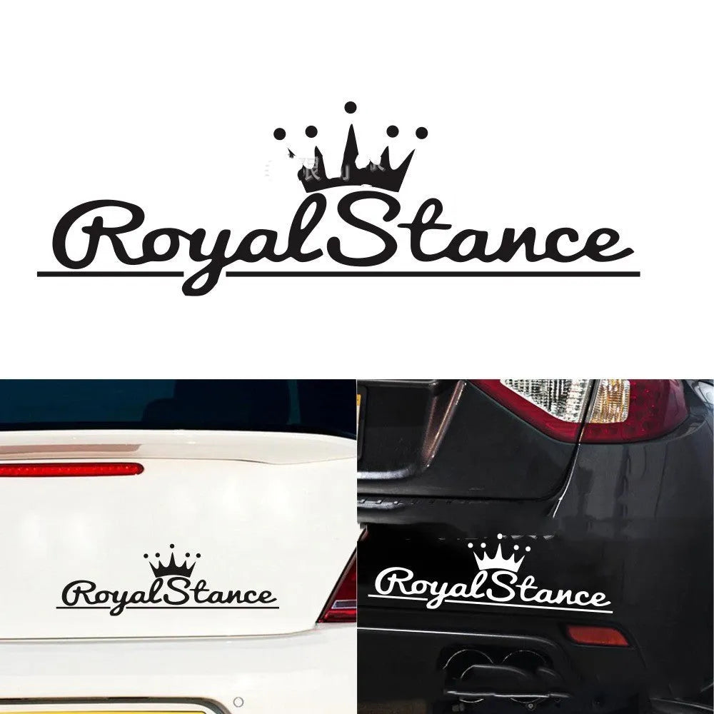 Colourful reflective crown design vinyl sticker for car personalisation, showing black, white and multicolour options.
