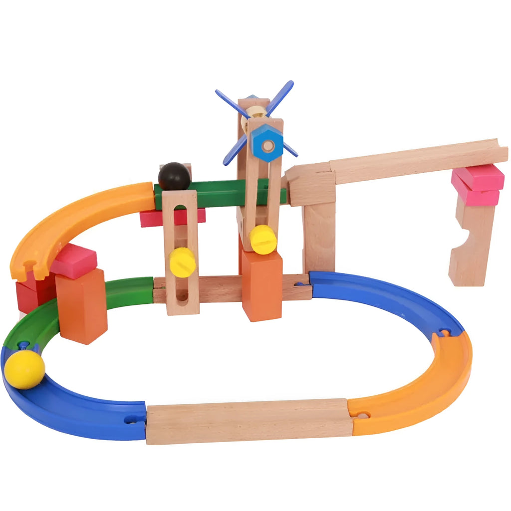 Wooden track building blocks set, educational construction toy for children aged 4-6, Toy colour option