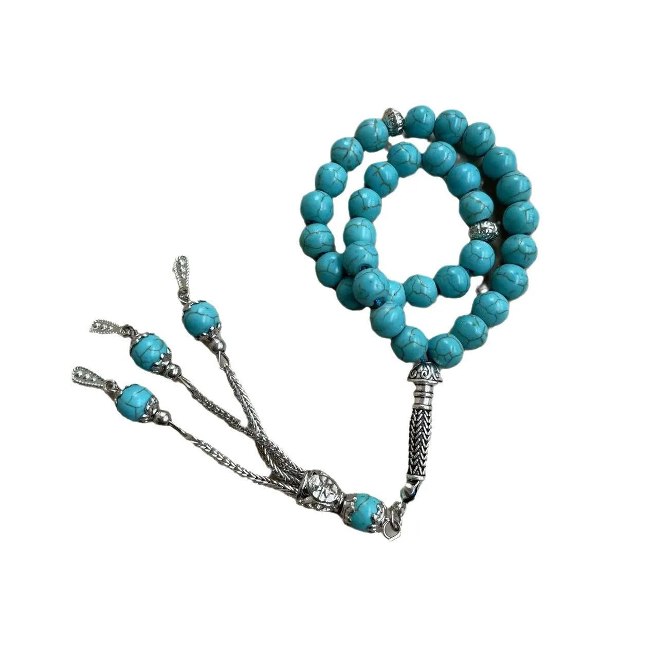 Handmade sky blue stone Muslim prayer bracelet with 8mm beads for Islamic worship
