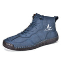 Beige high-top casual boots with elastic band and flat rubber sole