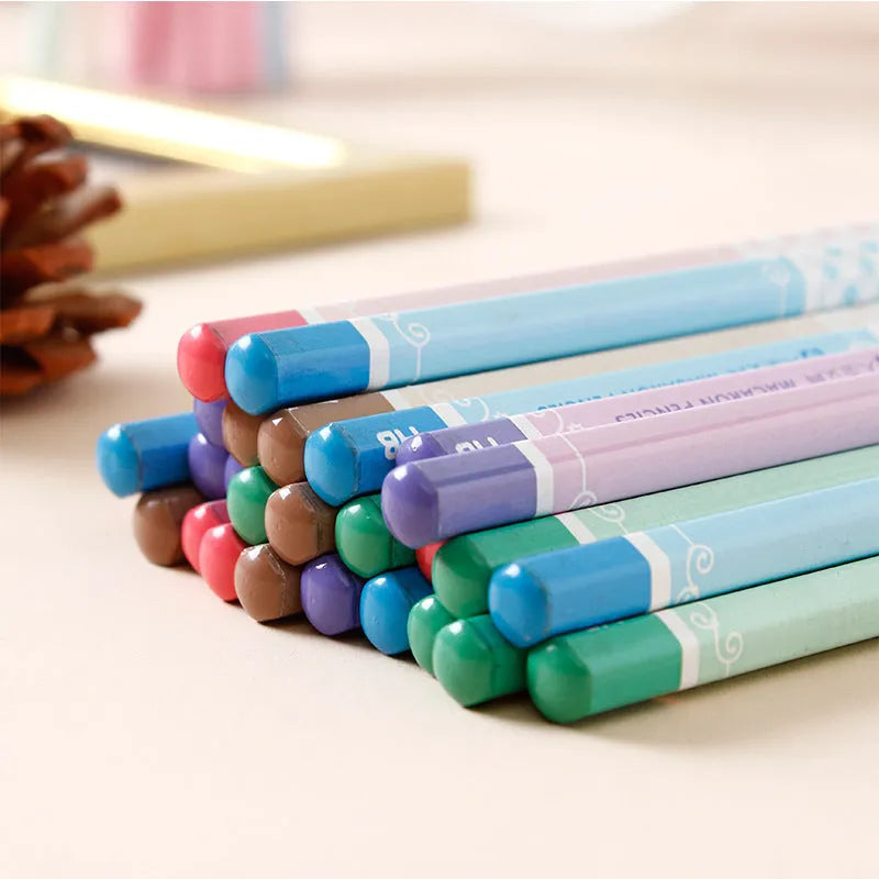 Basswood six-angle thermal transfer pencils with HB refills in 50-piece professional pack