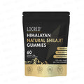 60 count natural flavored Shilajit gummies for women and men in a pouch, vegan with fulvic acid and Ayurvedic herbs