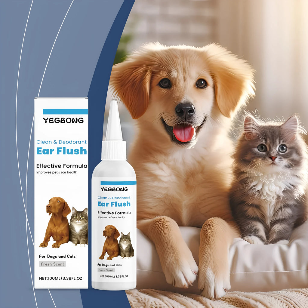 100ml bottle of dog and cat ear cleaner for removing earwax