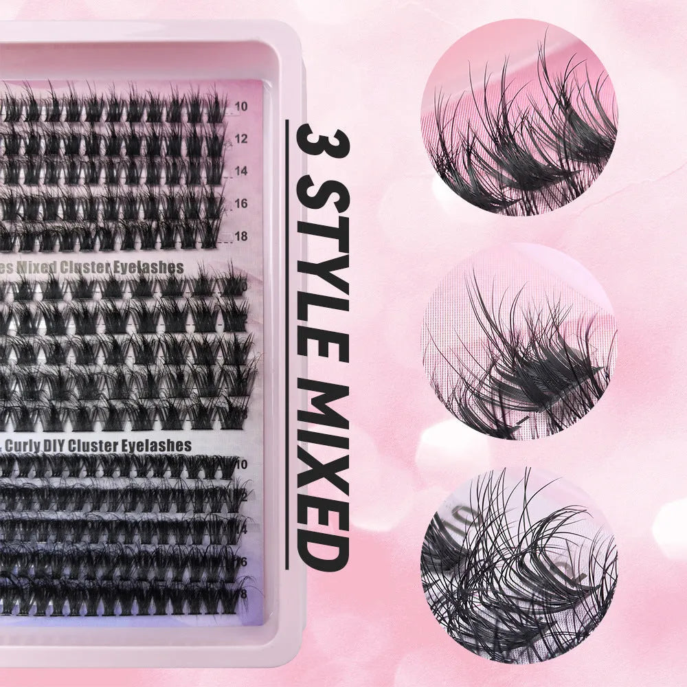 Large high imitation material case open to show mixed thickness false eyelashes inside