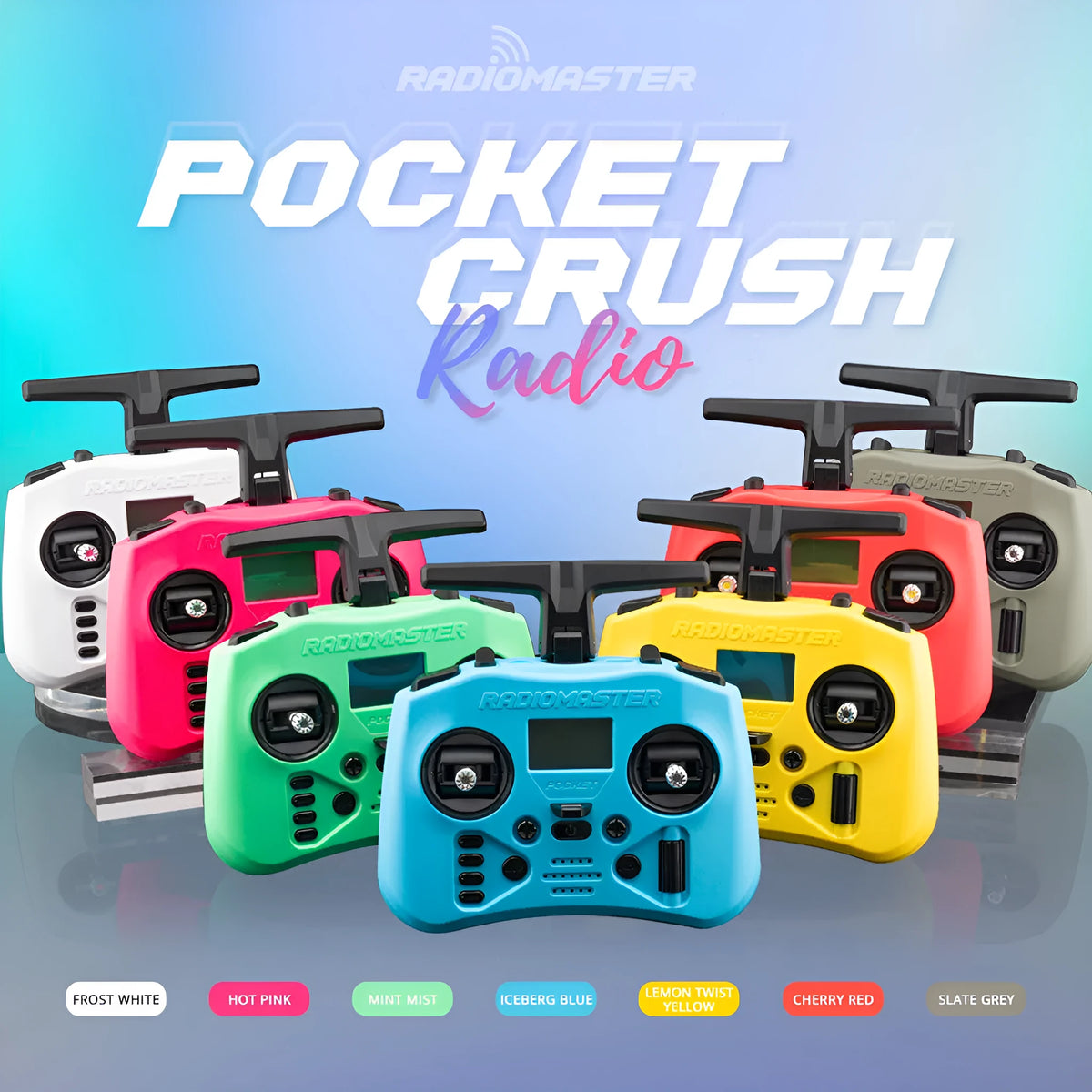 Pocket Dopamine Colour Control FPV portable drone in mint green with velvet storage bag and accessories