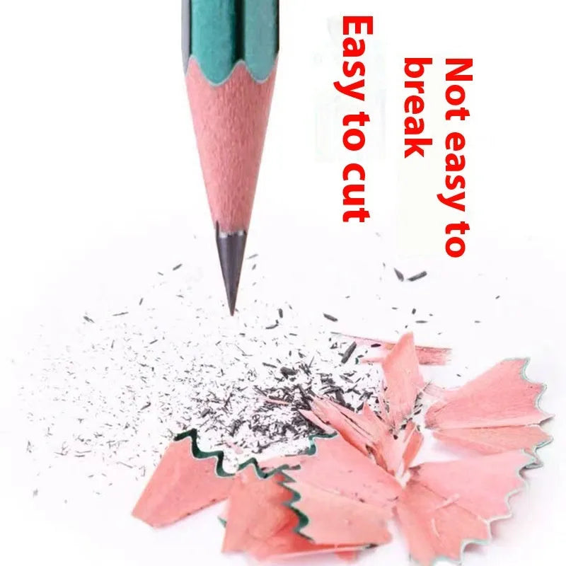 Box of ten green hexagonal pencils with HB and 2B graphite grades for writing and sketching.