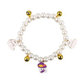 Halloween cat collar with pearl necklace decoration showing three pumpkin design variations