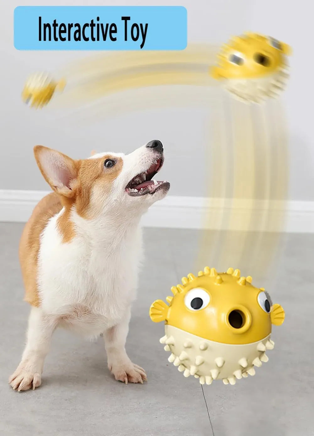 Green fish-shaped dog toy with textured surface for teeth cleaning and treat dispensing