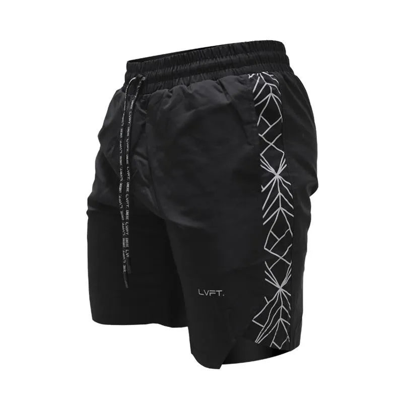 Men's polyester straight-leg fitness training running pants in red and black styles