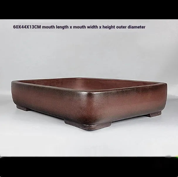 Handmade rectangular purple clay flower pot with antique finish