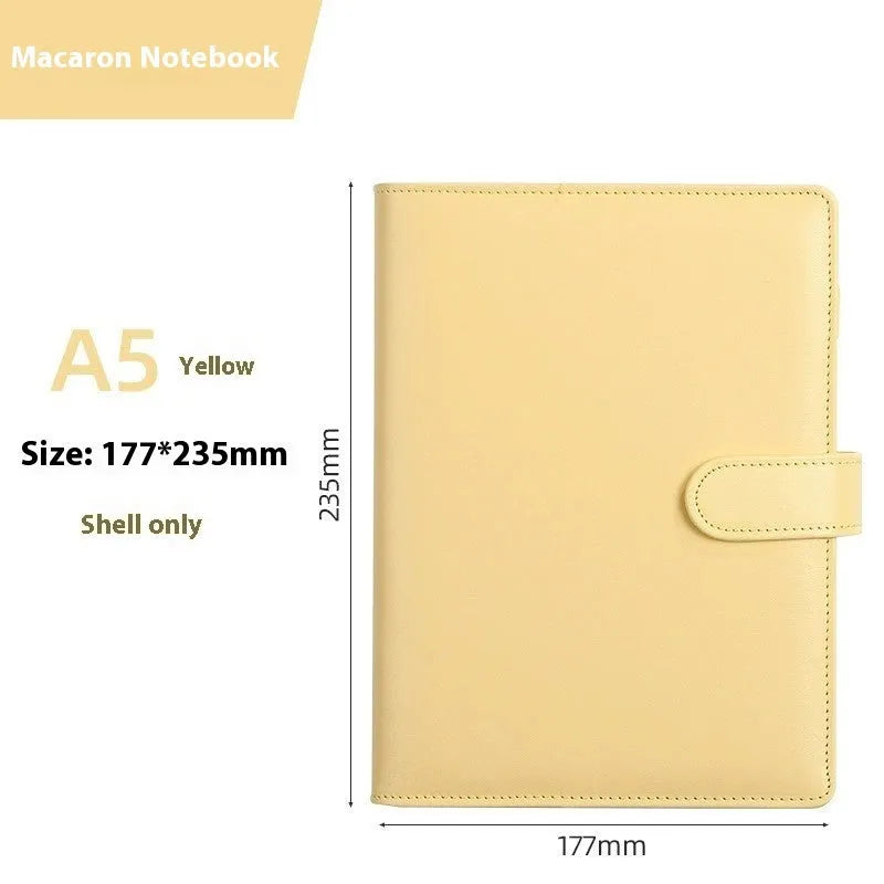 A5 PU leather zipper notebook shell in a solid colour, shown closed, with dimensions 235mm by 177mm.