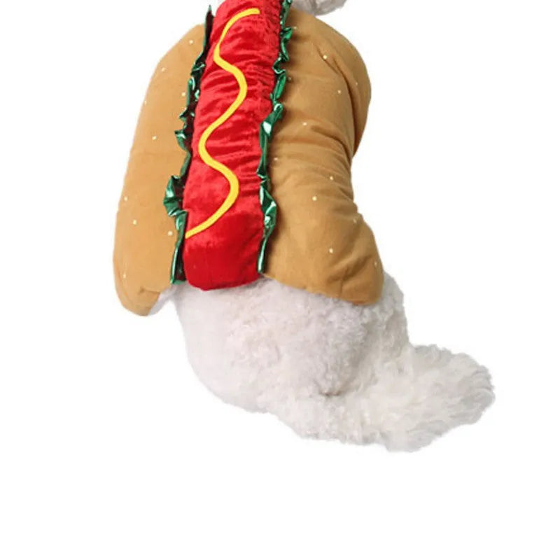 Pet dog or cat in a hot dog sandwich costume with magic stickers, XS to XXL sizes