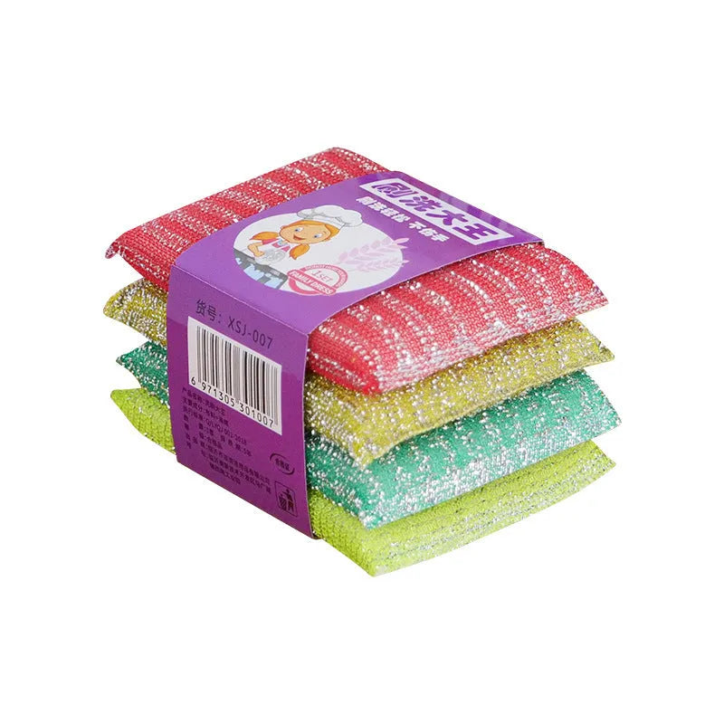Pinstripe fabric dishwashing spong mop with plastic handle in macaron mixed colours