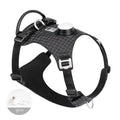 LED dog chest harness in light purple colour with reflective strips and adjustable straps