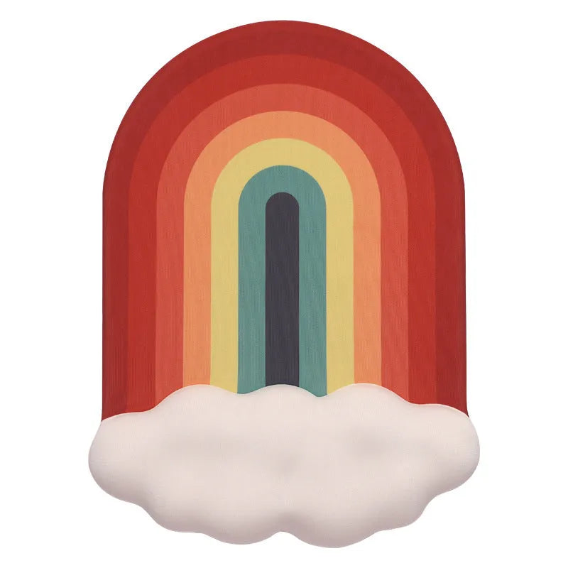 Silica gel wrister mouse pad with cloud rainbow pattern in white black grey or red silicone
