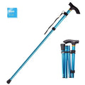 Aluminium folding walking cane extended to show adjustable length and non-slip rubber tip