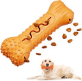 Blue bone-shaped natural rubber dog chew toy for aggressive chewers with textured surface
