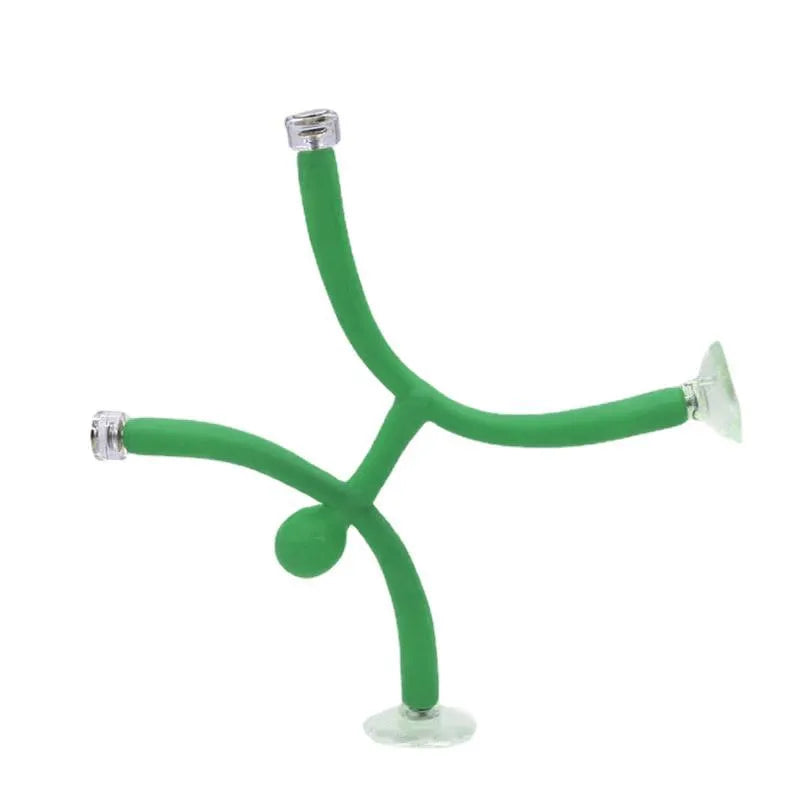 Small plastic decompression toy ornament in green with reject anxiety text, in iron box