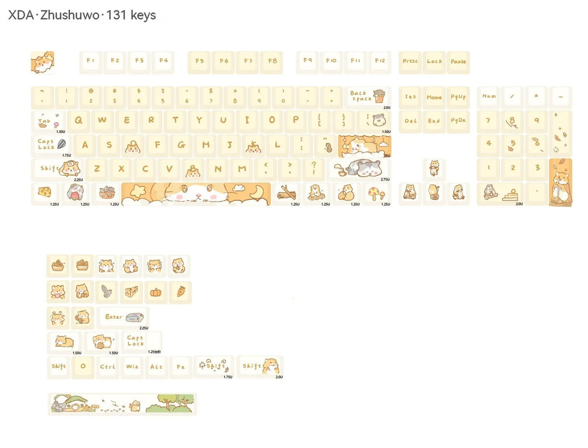 Custard Cute mechanical keyboard keycap set in XDA profile for 68 75 98 100 keyboards
