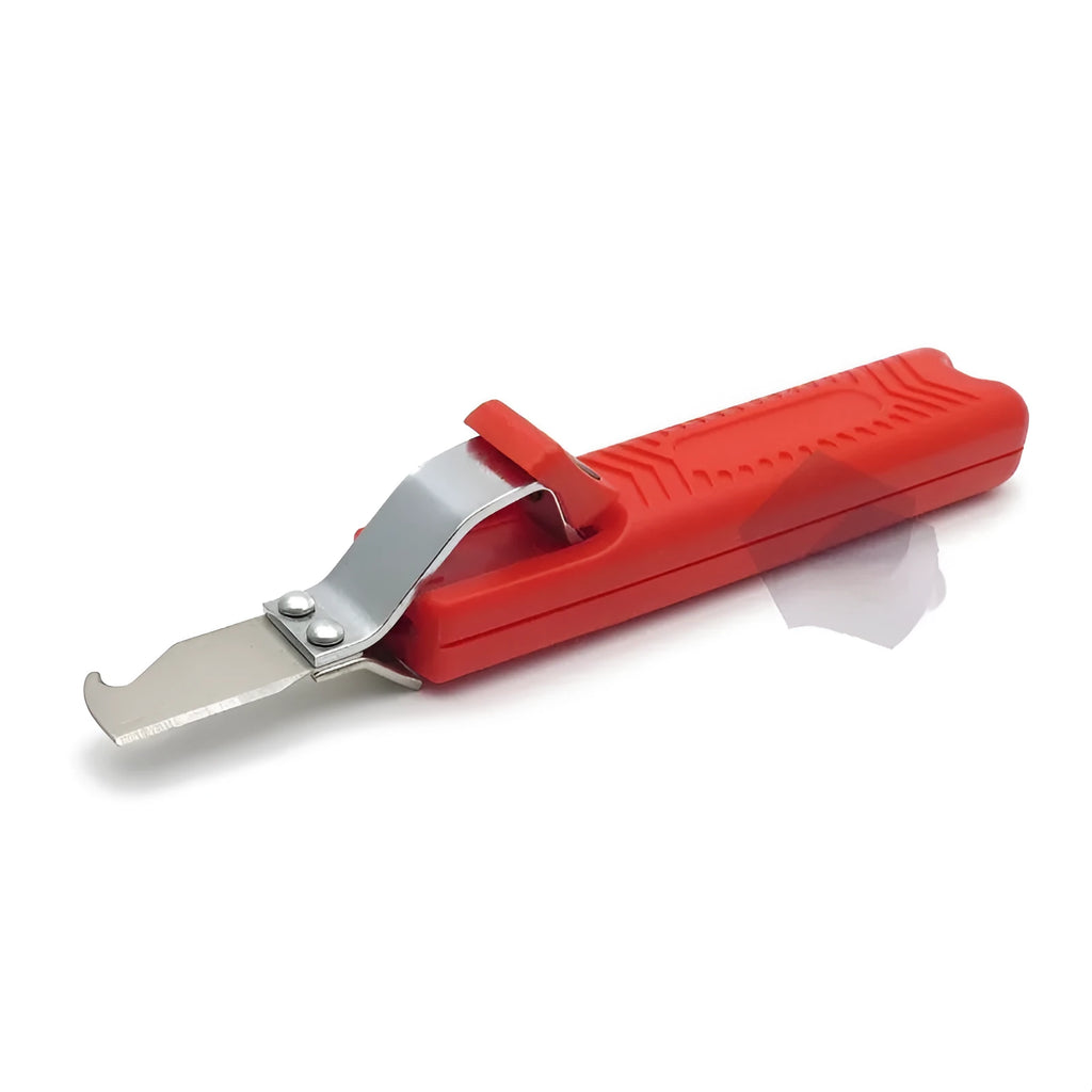 Red wire stripper cable peeler with hook blade and 170mm engineering plastic handle