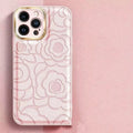 Camellia leather pattern phone case in antique white for iPhone with soft edge and hard back drop protection