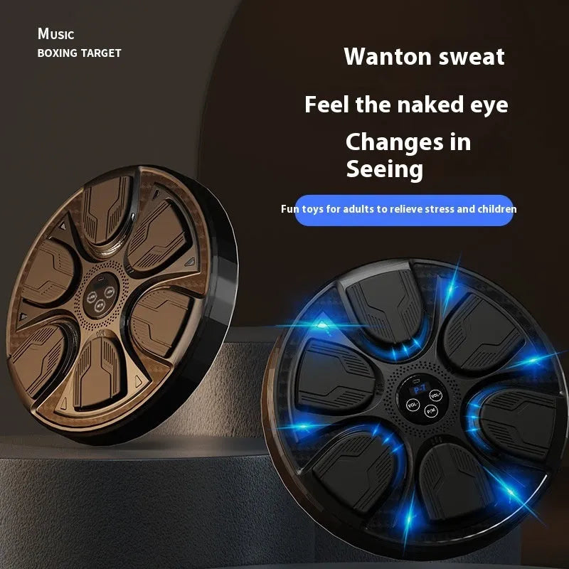 Black intelligent music boxing wall target with hanging design and included gloves