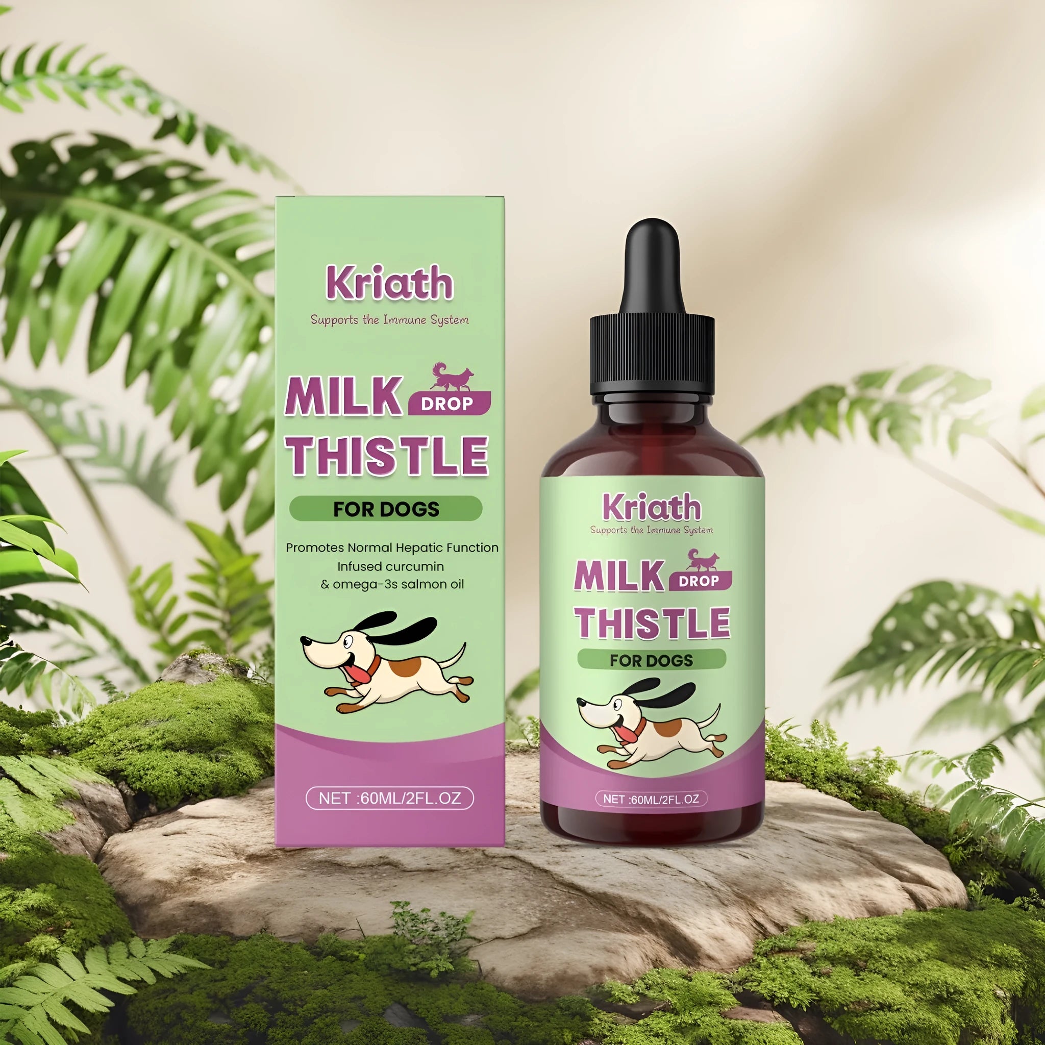 60ml bottle of Dog Milk Thistle Extract Nutrient Solution liquid supplement for canines.