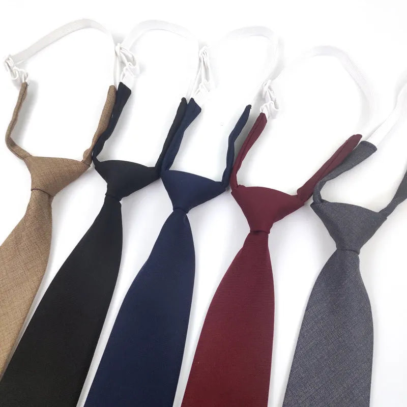 Navy blue cotton men's tie with arrow tip style measuring 35cm by 7cm