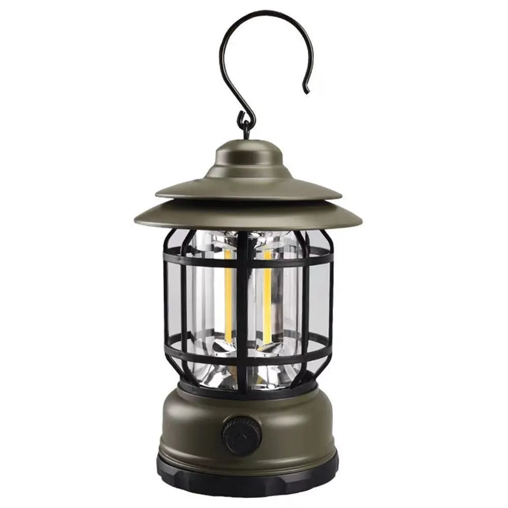 Portable camping lantern headlamp in dark green, black, or red colours with super bright illumination for hands-free use