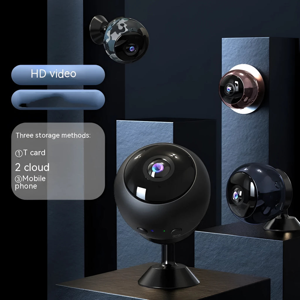 White or black 1080p wireless WIFI surveillance camera with a 3.6mm lens on a compact ABS plastic housing.