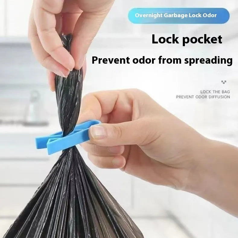A white PP plastic garbage bag fixing clip designed to secure bin liners to rubbish cans.