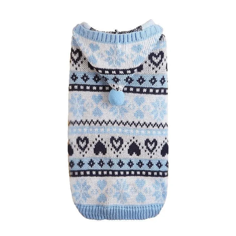 Striped camouflage dog sweater with snowflake pattern in acrylic knit for small dogs