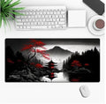 Custom anime print gaming mouse pad with non-slip rubber cloth base on a desk.