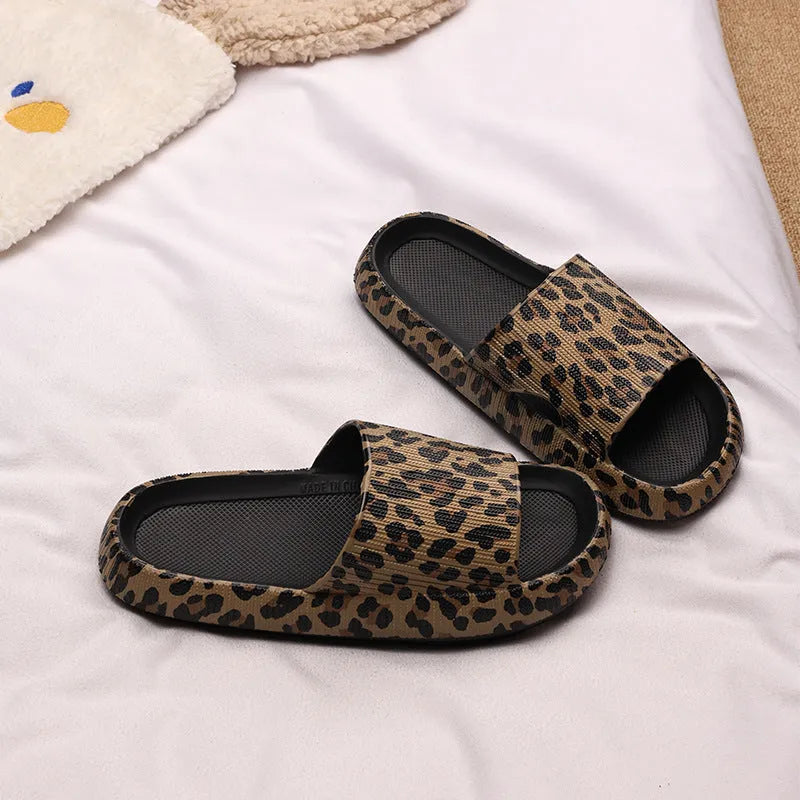 Leopard print EVA slippers with thick bottom in Korean style fashion