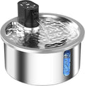 Stainless steel cat water fountain with heating base in black or white