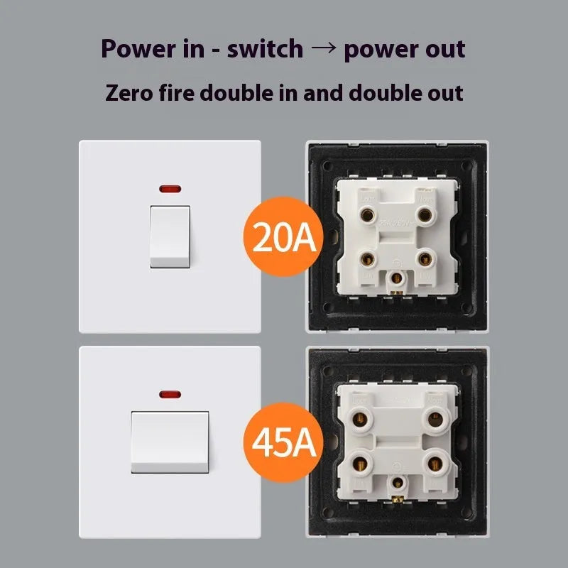 Heavy-duty illuminated circuit breaker switch in grey finish for water heater or air conditioner