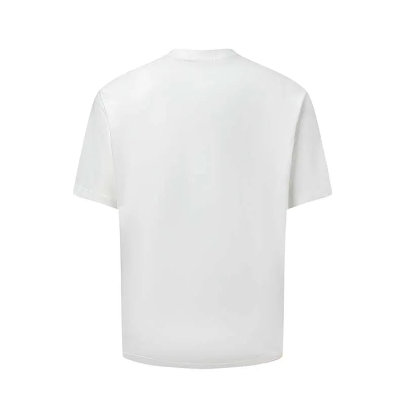 Men's loose blue t-shirt with American-style white letter print on the front.