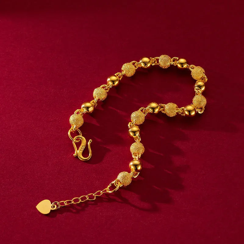 Light sand bead bracelet with chain detail, unisex alloy antique style, colour S116