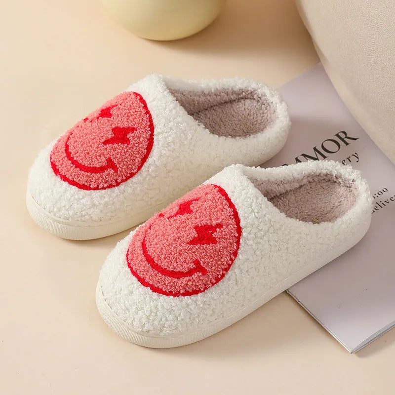 Women's cartoon plush home slippers in Big Love design with round toe and PVC sole