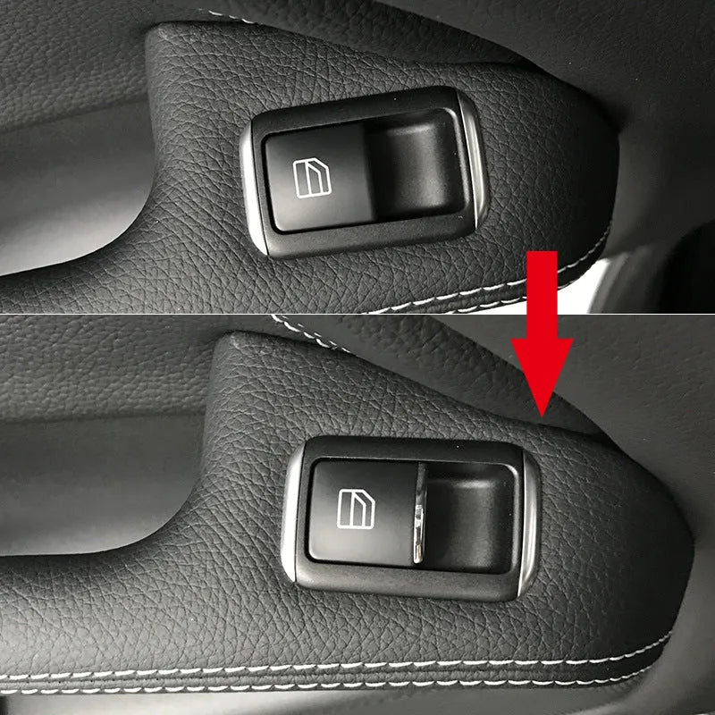 Black glitter decorative sticker for car window lift button made from durable ABS plastic material