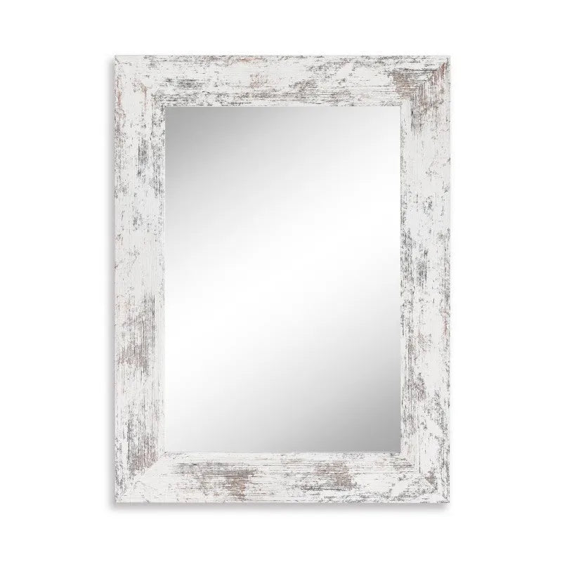 Wall-mounted retro Chinese style bathroom mirror with MDF frame in little white colour