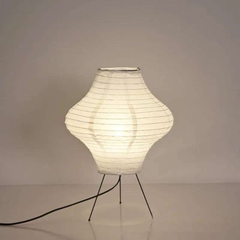 Japanese-style decorative table lamp with white Xuan paper shade and three-colour LED light.