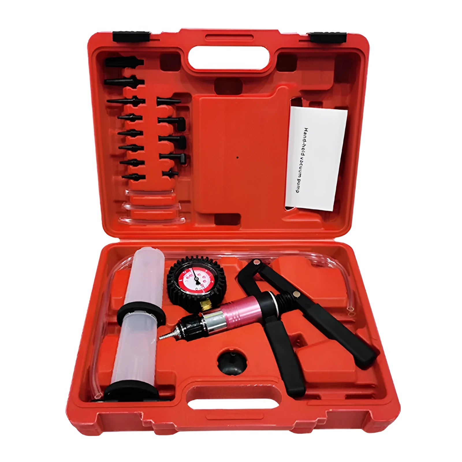 Manual aluminium vacuum air blow gun car dent repair tool on a workshop bench.