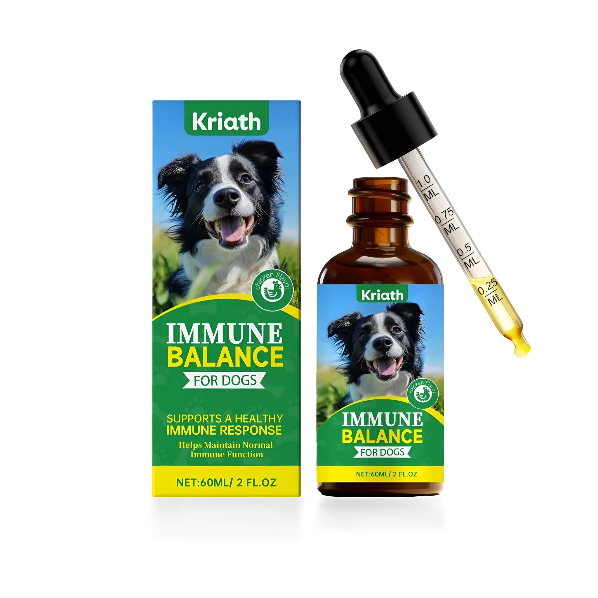 Immune Health Drops For Dogs 60ml bottle with dropper for canine immune support