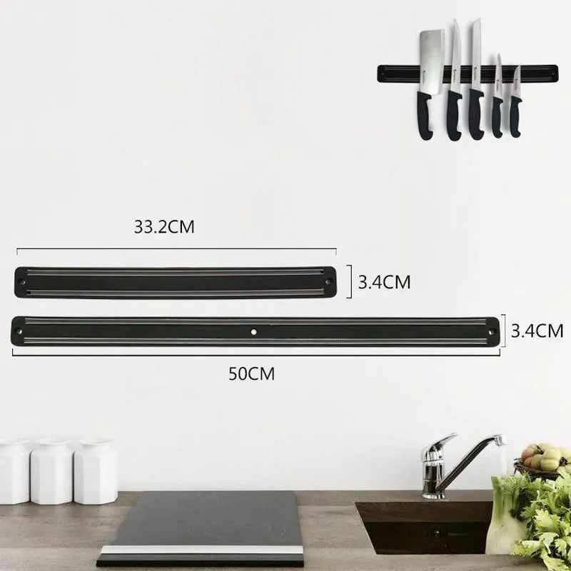 Kitchen magnetic knife holder 50cm wall-mounted with stainless steel knives