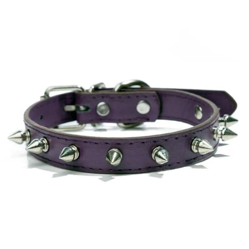 PU leather dog collar with breakaway buckle and sparkling rhinestones in multiple colours and sizes