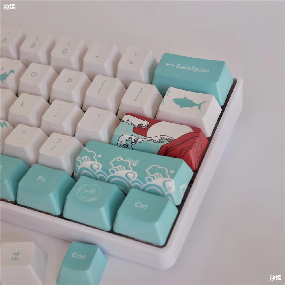 Coral Sea PBT five-sided sublimation mechanical keycap set for Xiao Yan keyboard with custom colour option