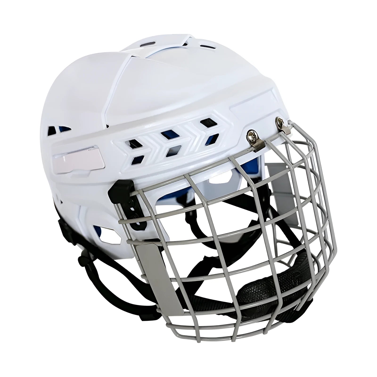 Ice hockey helmet with carbon steel face mask for head protection in sports